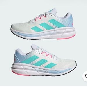 adidas Women’s Running Shoes — White with Teal and Pink Accents